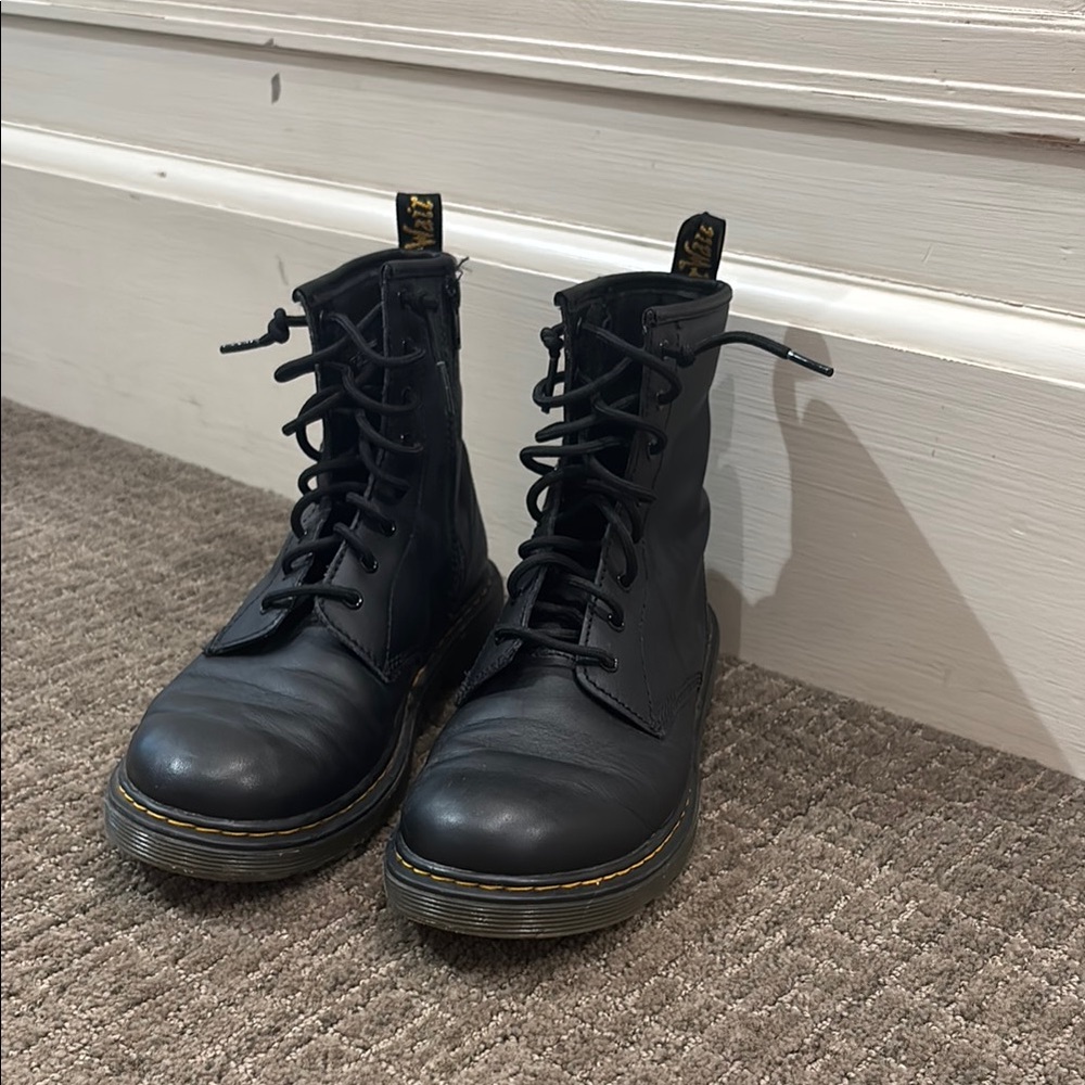 Black Leather Lace-Up Boots